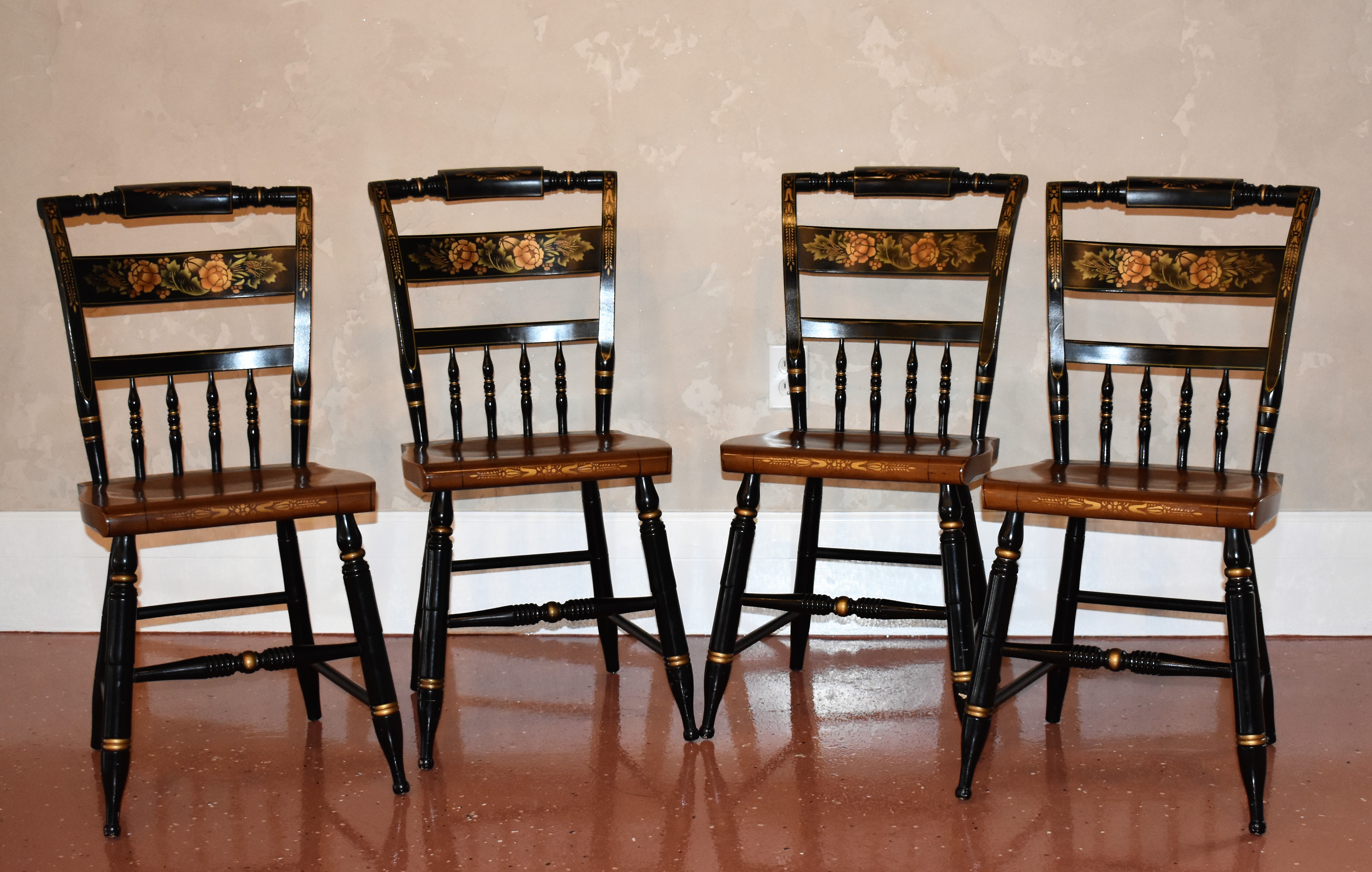 Reserved Vintage L Hitchcock Style Black Harvest Inn Solid Maple Chairs Set Of Four 4 River Valley Estate Sales Llc